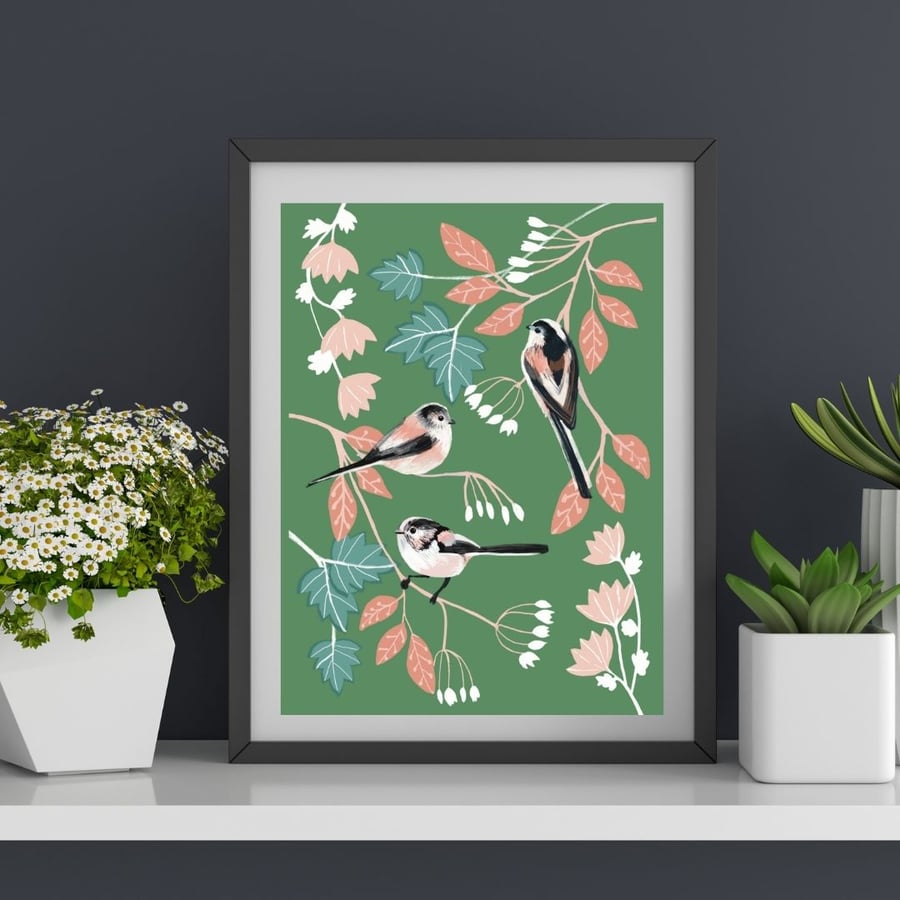 Bird Art Print - Garden bird mounted art print