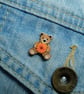 Marigold Teddy Bear Brooch, October Birth Flower, Handmade Personalised Pin - Image 3