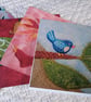 Set of 4 printed blank cards, based on my own design embroidery - Image 9