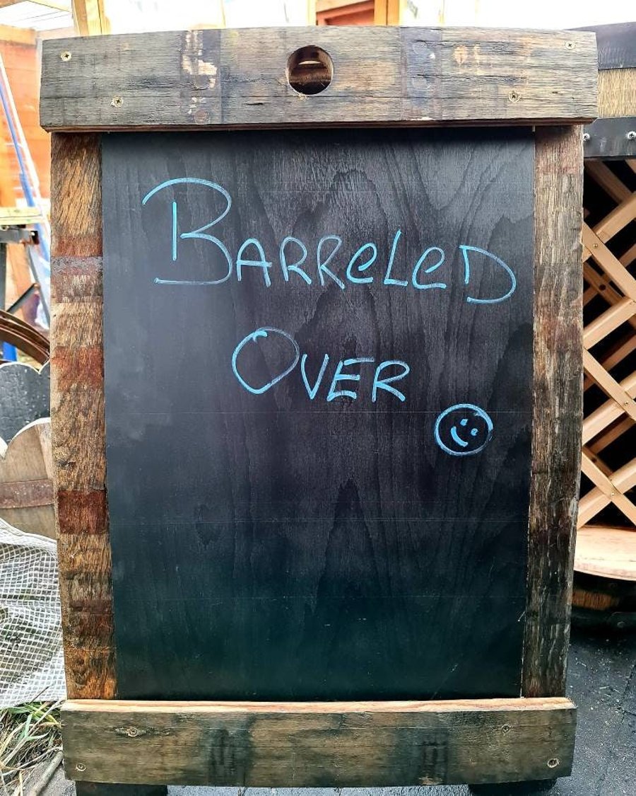 Single sided barrel stave wedding sign chalk board pavement sign made to order