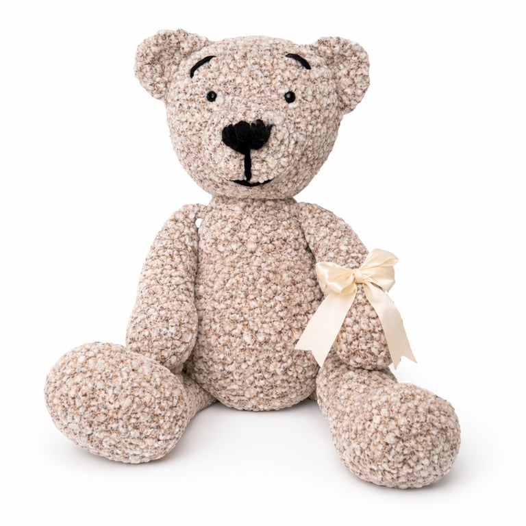 Barley Bear Large Keepsake Teddy.  Hand Crocheted Bear 72cm  Gift Wrapped 