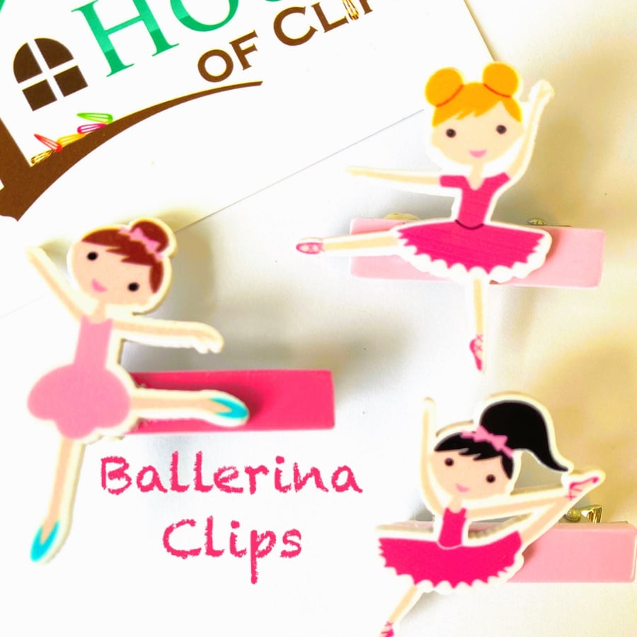 Ballerina Hair Clips x1 - Pink Ballet Hair Clips - Ballet Pink Crocodile Clips -