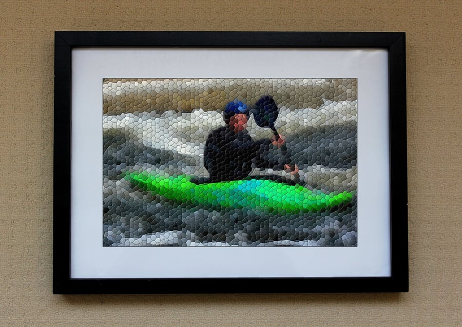 'Water Fight' A4 Digital Art Print in Mosaic Style