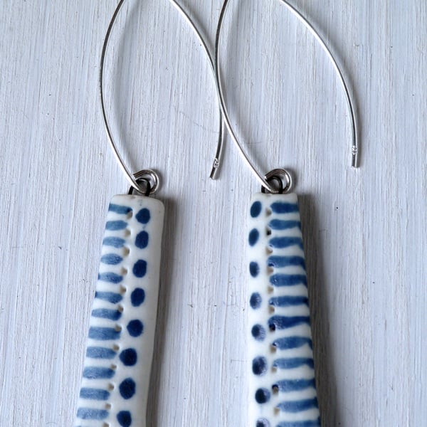 Delicate porcelain earrings with sterling silver hooks