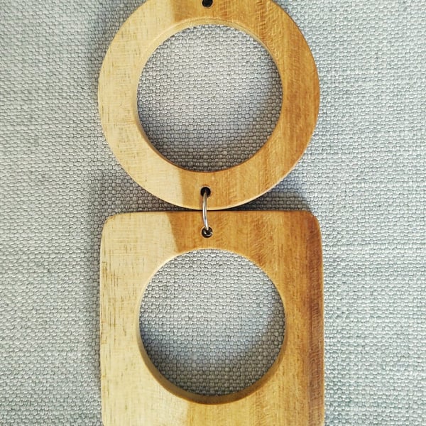 reclaimed wood pendant, geometric wooden necklace, large statement wood necklace