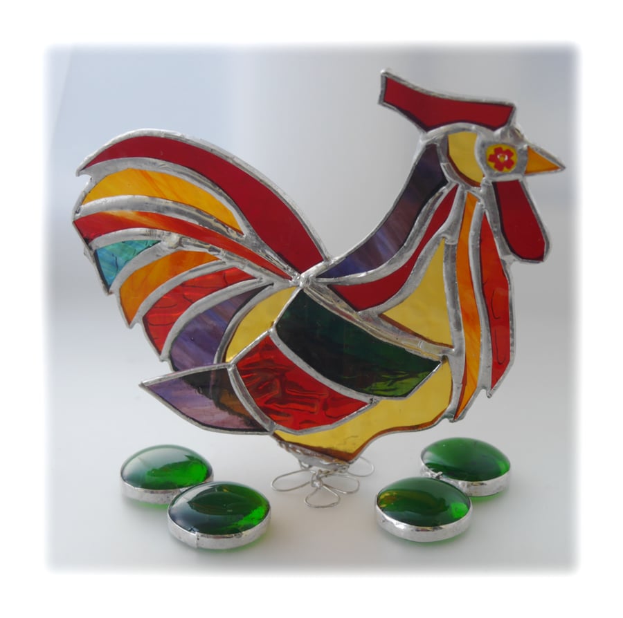 Rooster Stained Glass Ornament Cockerel Richard X