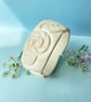 Large Ivory White Floral Cuff Bangle 