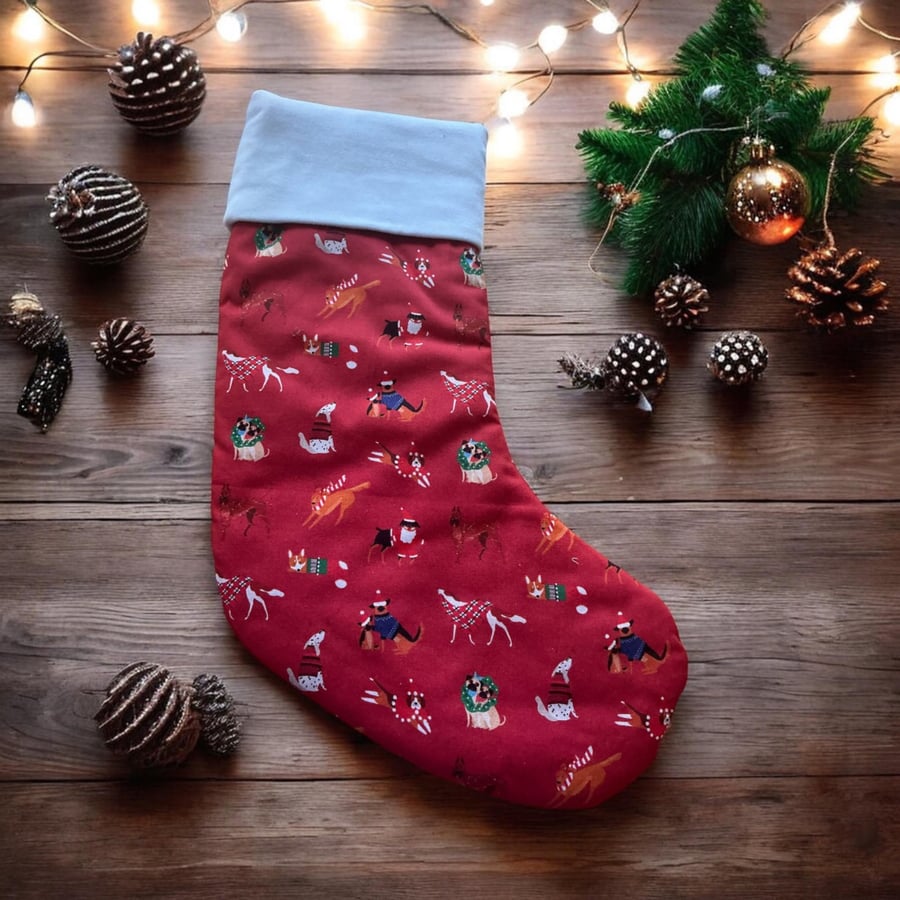 Dog Christmas stocking Red