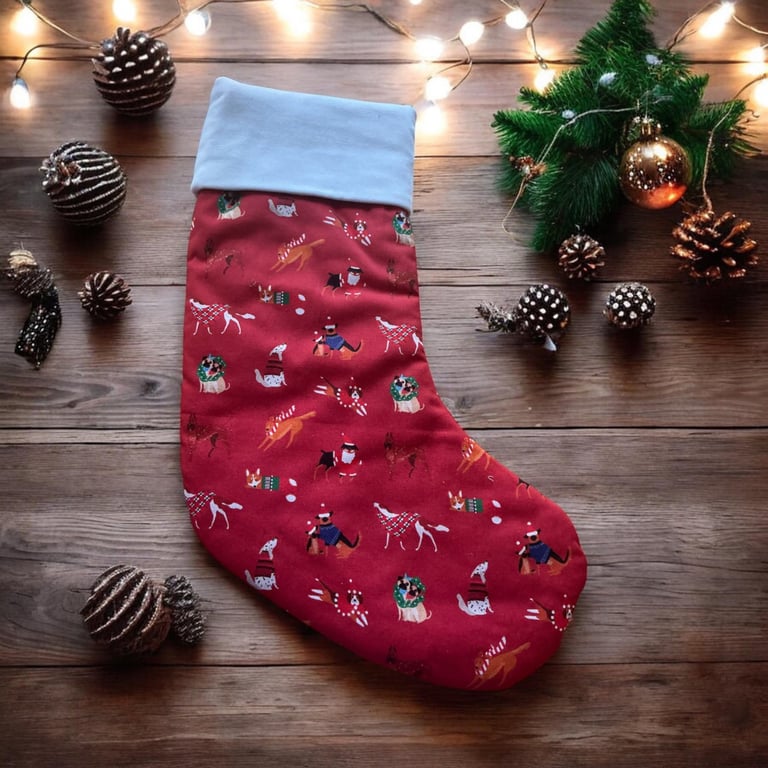 Dog Christmas stocking Red