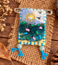 Needle felted and hand embroidered safety pin brooch. (No.2)