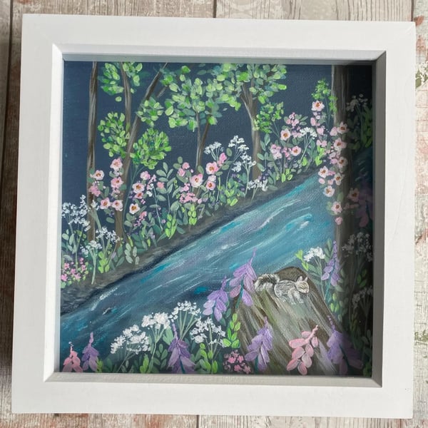 Woodland Stream Original Painting - Fairytale Cottagecore Art - Hand Painted 