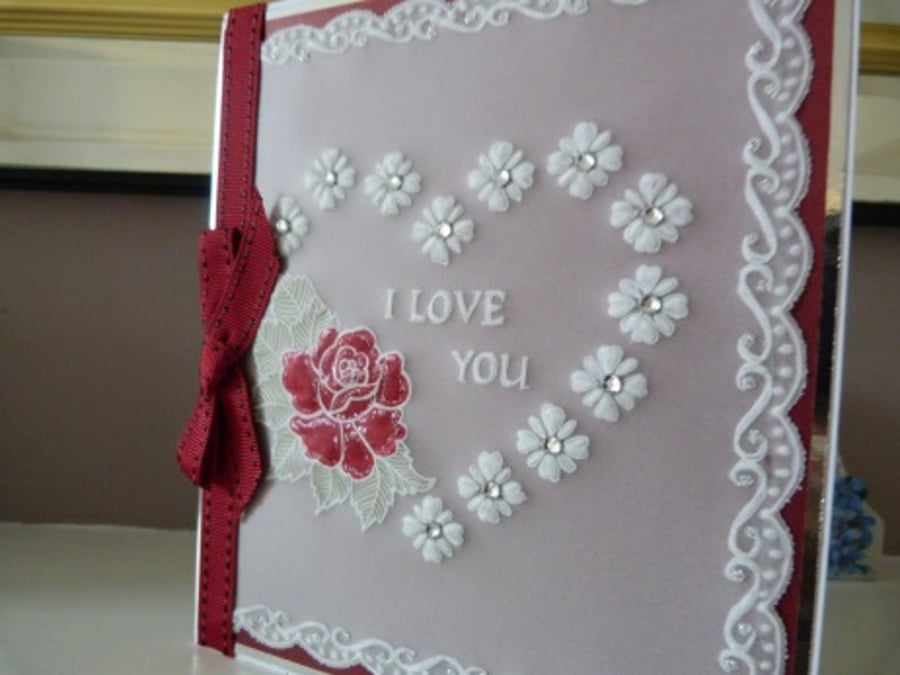 Personalised Ruby Rose Heart Parchment Card