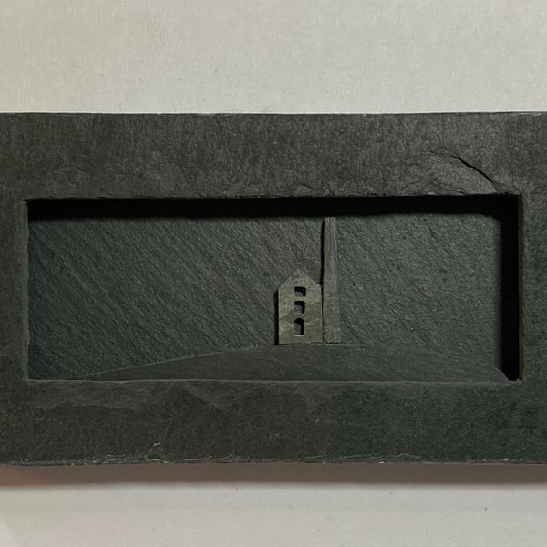 Tiny Cornish Engine House framed in slate.