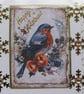 Hand Crafted Decoupage Chistmas Card - Happy Christmas (2969) Bluebird Bird