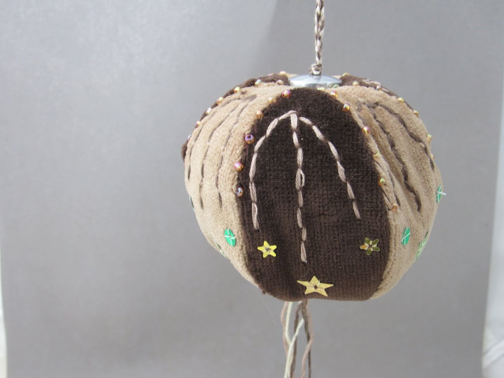Beaded Brown Velvet Hanging Bauble