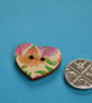 Wooden Heart Buttons Floral Pink Yellow Green Coloured 6pk 25x22mm (H21) - Image 2