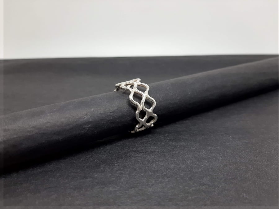 Sterling Silver Triple Ripple Ring UK size M