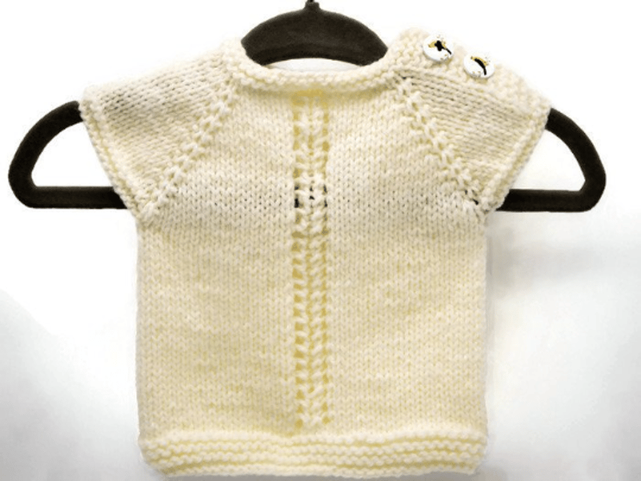 Hand Knitted Baby Top - cream acrylic - Newborn