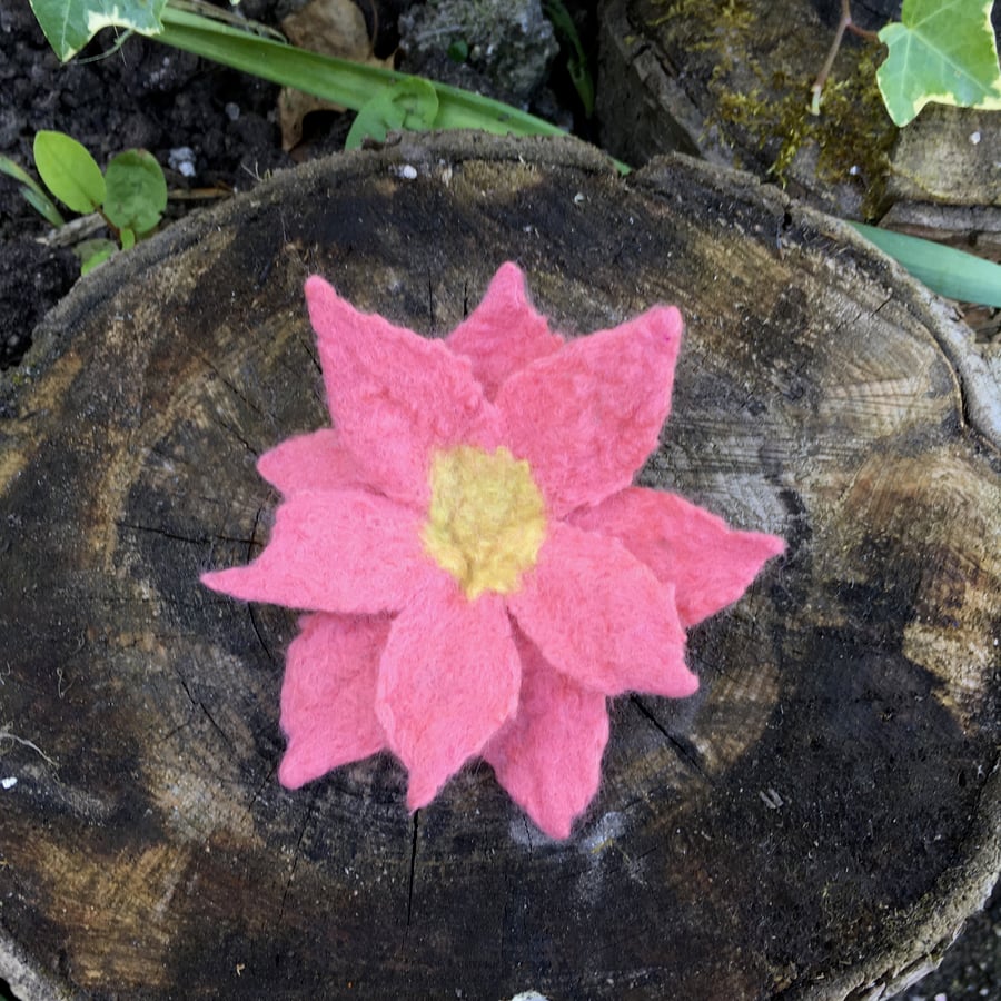 seconds sunday - Wet felted flower corsage, pink