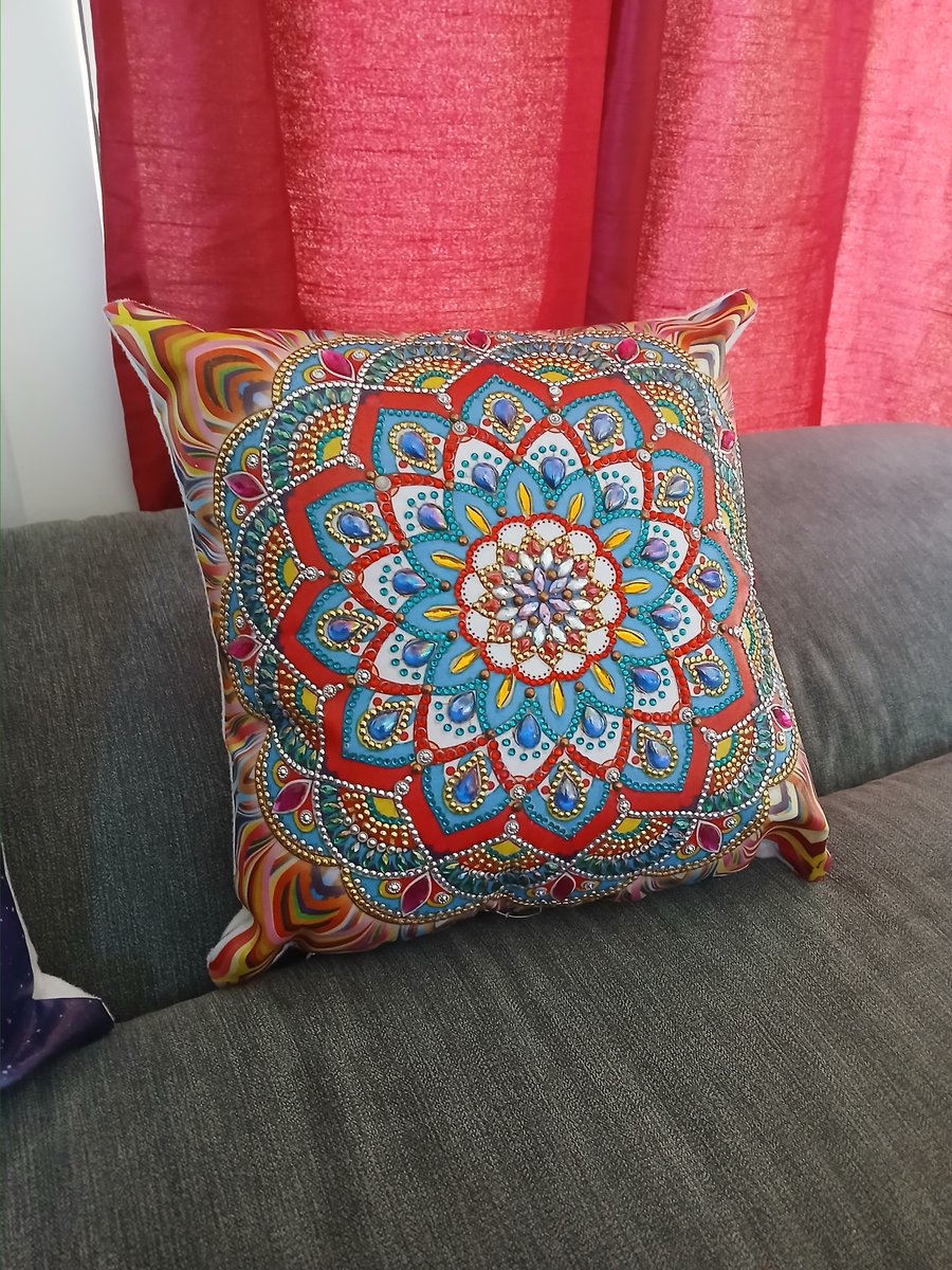 Handmade diamond art cushion