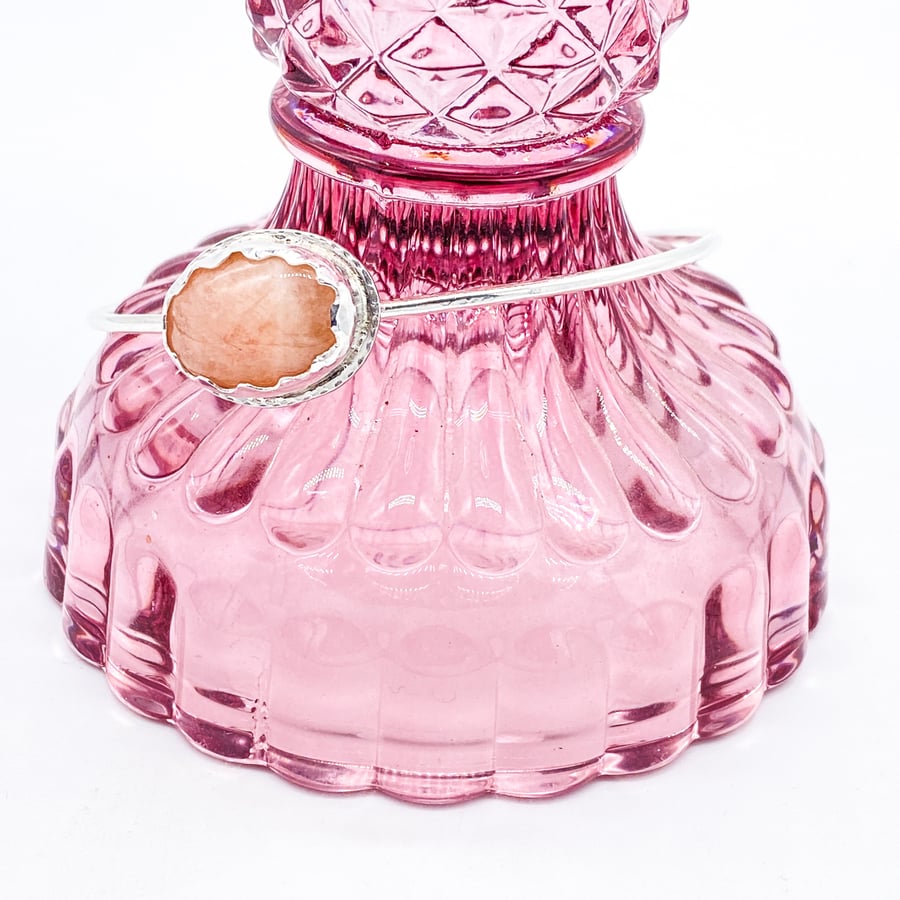 Morganite Sterling Silver Stacker Bangle 