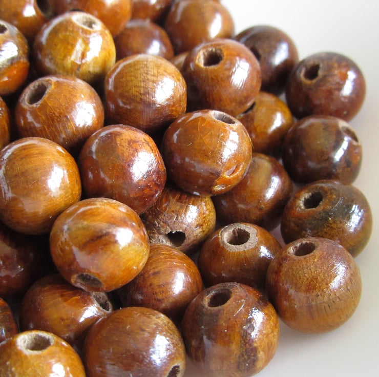 Chestnut Coloured Wooden Beads 50g - Folksy