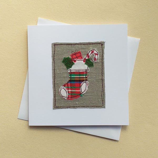 Embroidered Christmas Stocking Card