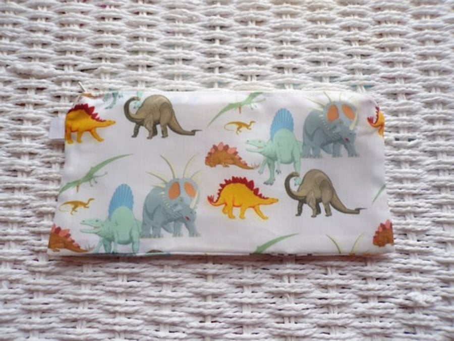 Dinosaurs Pencil Case or Small Make Up Bag.