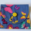 Butterfly print small coin or card purse.