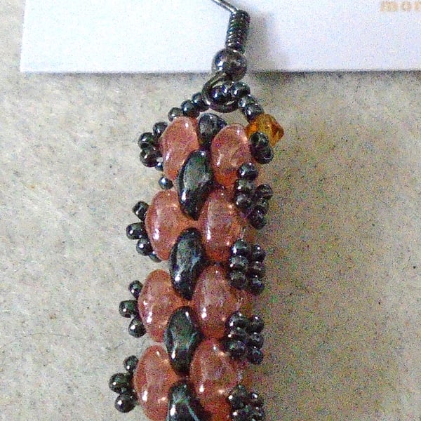 Brickwork-pattern bead earrings (customisable)