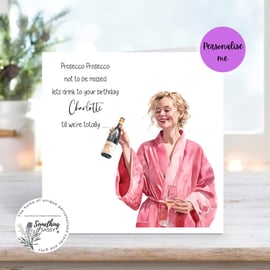 Watercolour Prosecco Celebration Card - for birthday or any other celebration 