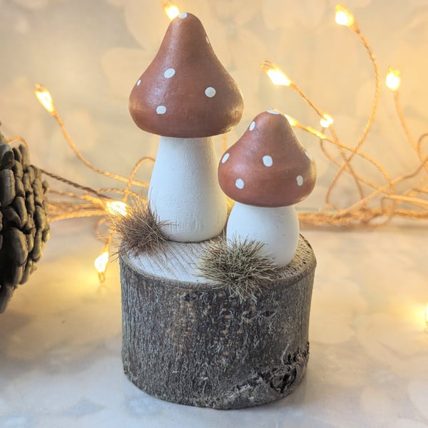 Handpainted toadstool ornament.