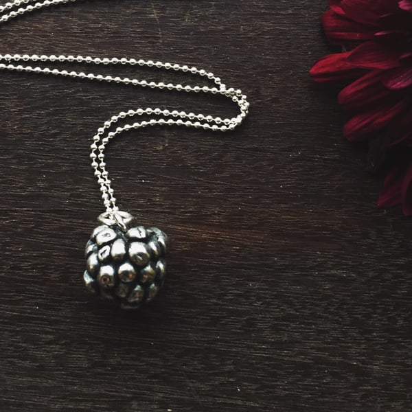 Sterling silver blackberry necklace, Christmas gift 