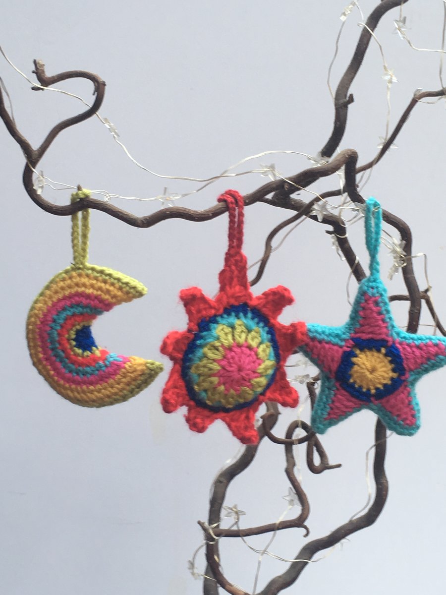 Colourful Crochet Christmas tree decorations