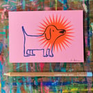 Small screen print- Star Dog by Jo Brown original affordable art-cute gift