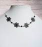 Black Filigree Flower Link Necklace - Image 4