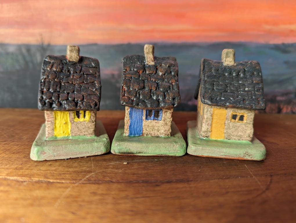 Set of 3 Tiny Cottage style ornaments