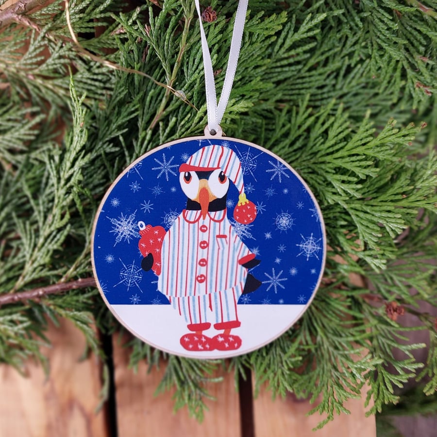 Wooden tree decoration bauble sustainable wood 