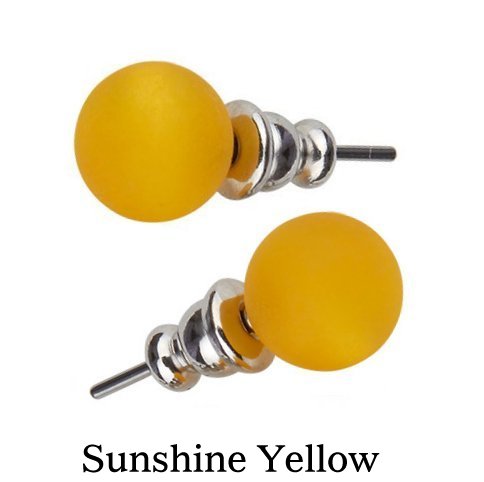 Pearl Effect Yellow 8mm Preciosa Round MAXIMA Stud Stainless Steel Earrings.