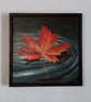 Lake Ontario, Autumnal coloured leaf floating on water, origianal landscape - Image 1