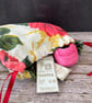 1950s Floral 'Carnations & Roses' Vintage Barkcloth Drawstring Bag, Wine Ribbon - Image 7