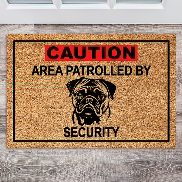 Pug Security Door Mat - Pug Welcome Mat - 3 Sizes