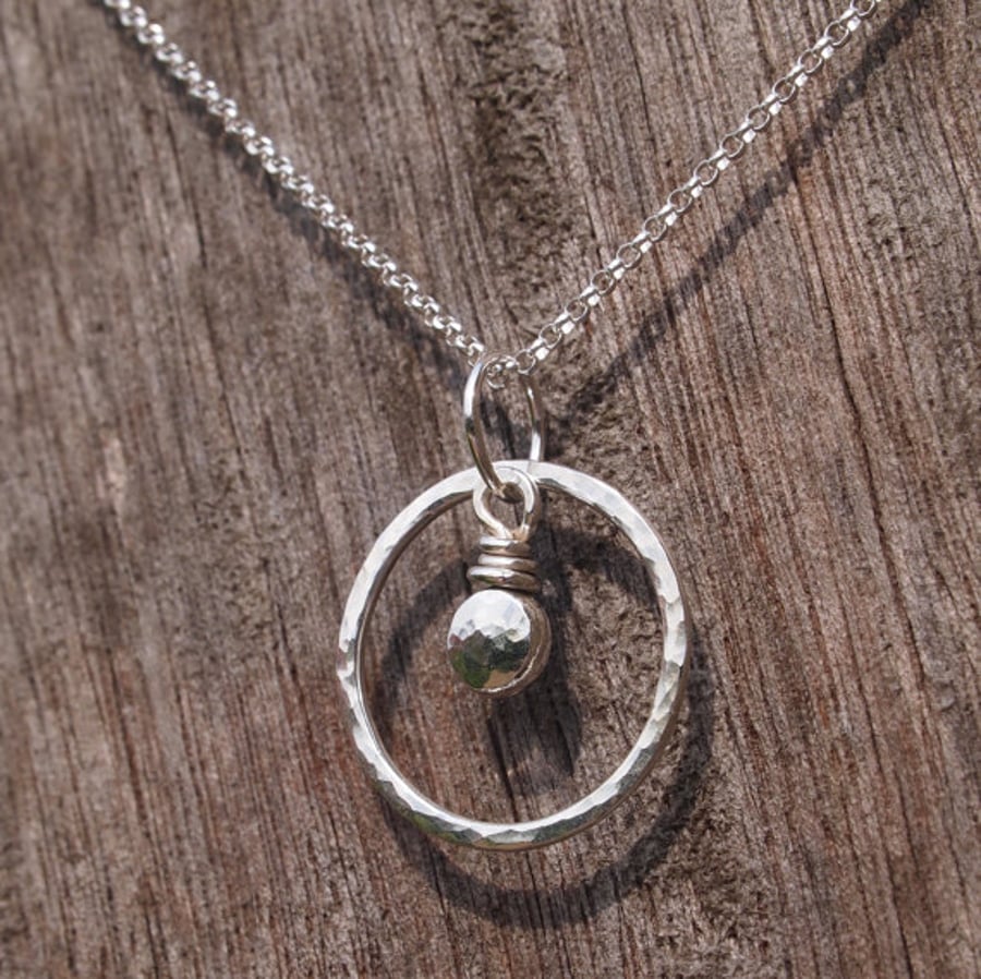 Sterling Silver Pendant, ring and pebble pendant