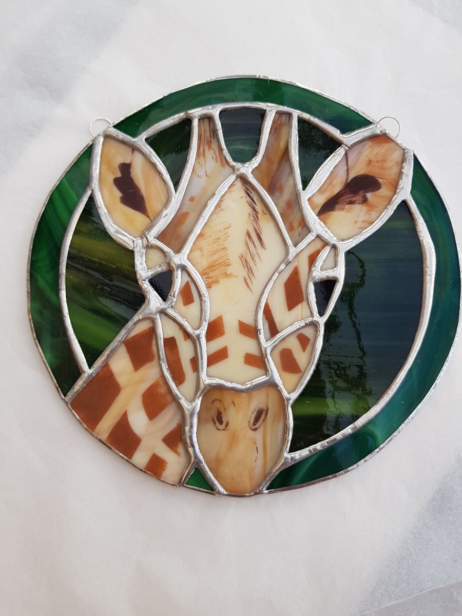 470 Stained Glass Hand Painted Giraffe - handmade hanging decoration.