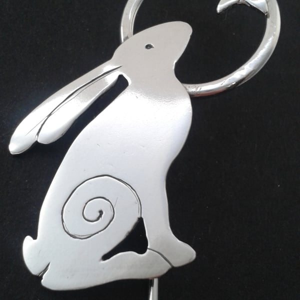 Star Gazing Hare silver pin