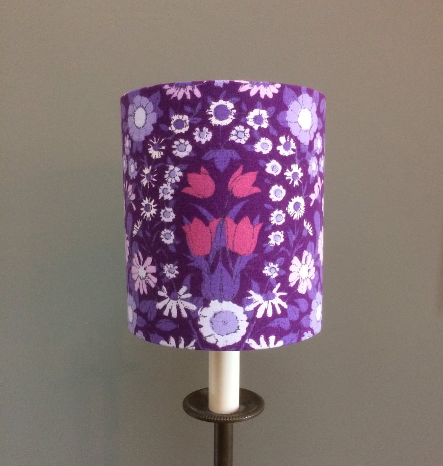 DAISYCHAIN RETRO  Purple Vintage Fabric Lampshade 