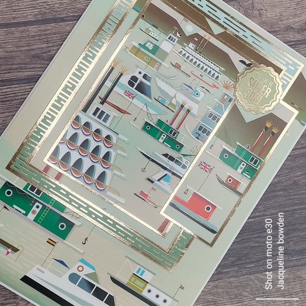 Birthday - Modern shipping theme card for your son