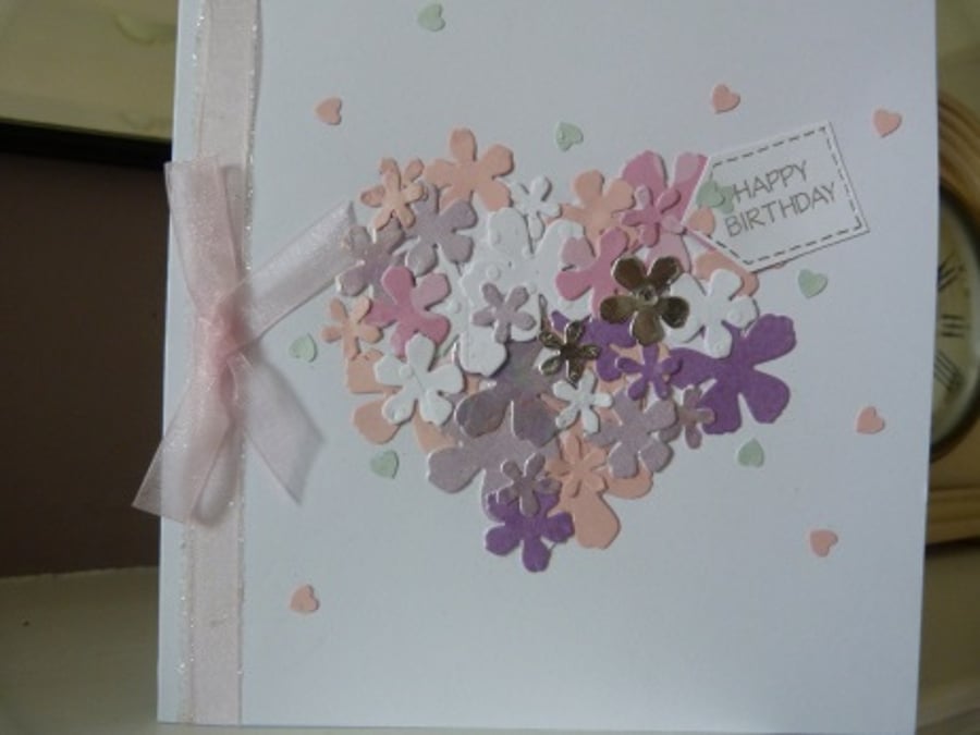 Heart of Flowers Birthday Card