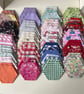 100 Tacked Fabric Hexagons EPP English Paper Piecing Patchwork Quilting