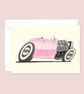 Pink Street Rod Greeting Card: Original Art for a Classic Car Lover (404)